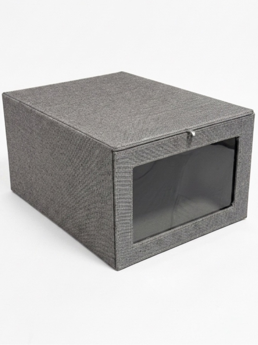 The Container Store Cambridge Drop-Front Shirt Box Grey Linen